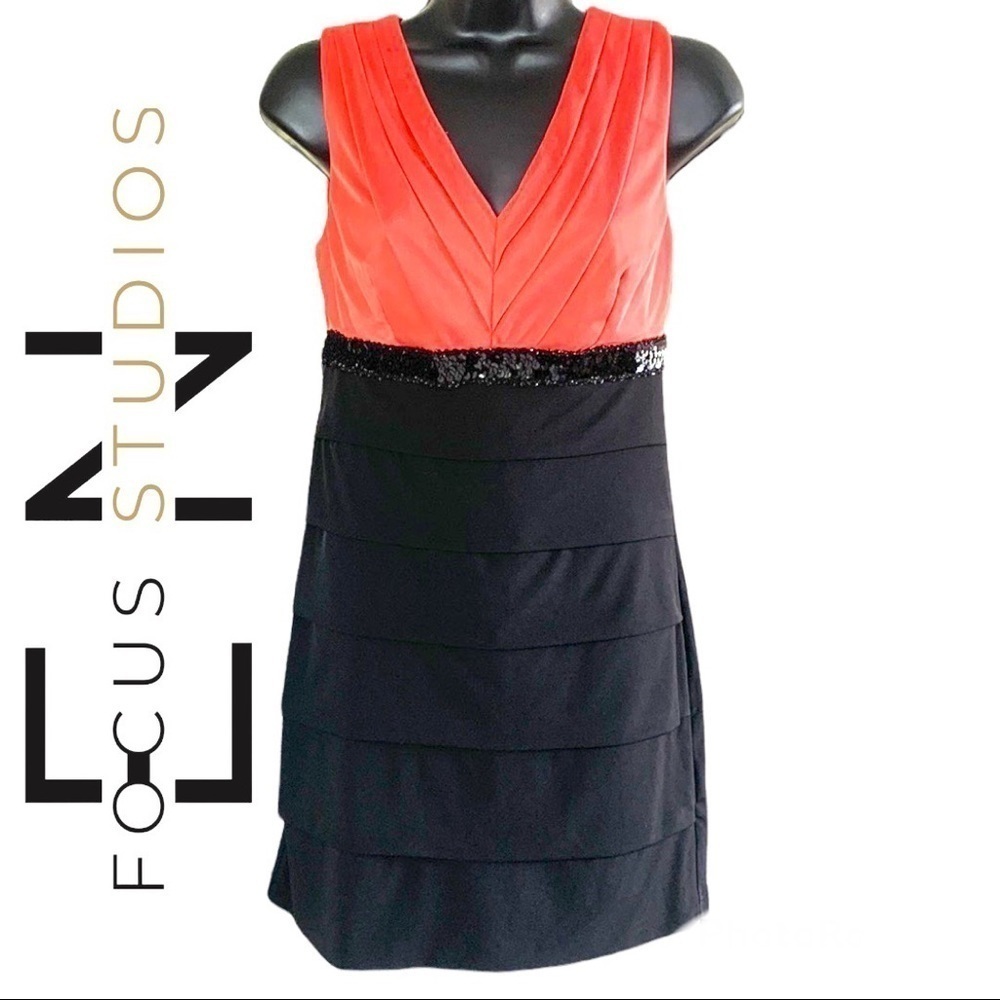 EnFocus Studio Orange/Black Body-con Bandage Mini Dress Size 4
